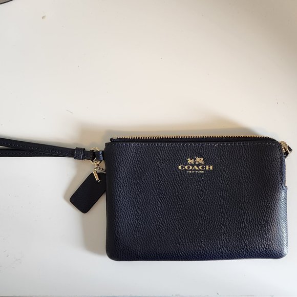 Coach Handbags - Coach Navy Blue Leather Wristlet NWOT